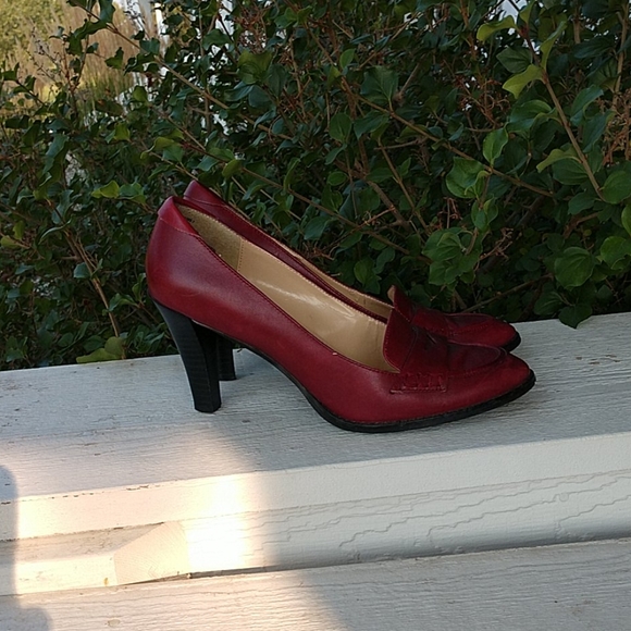 Chadwick Burgundy Loafer Styled Heels - Picture 2 of 8